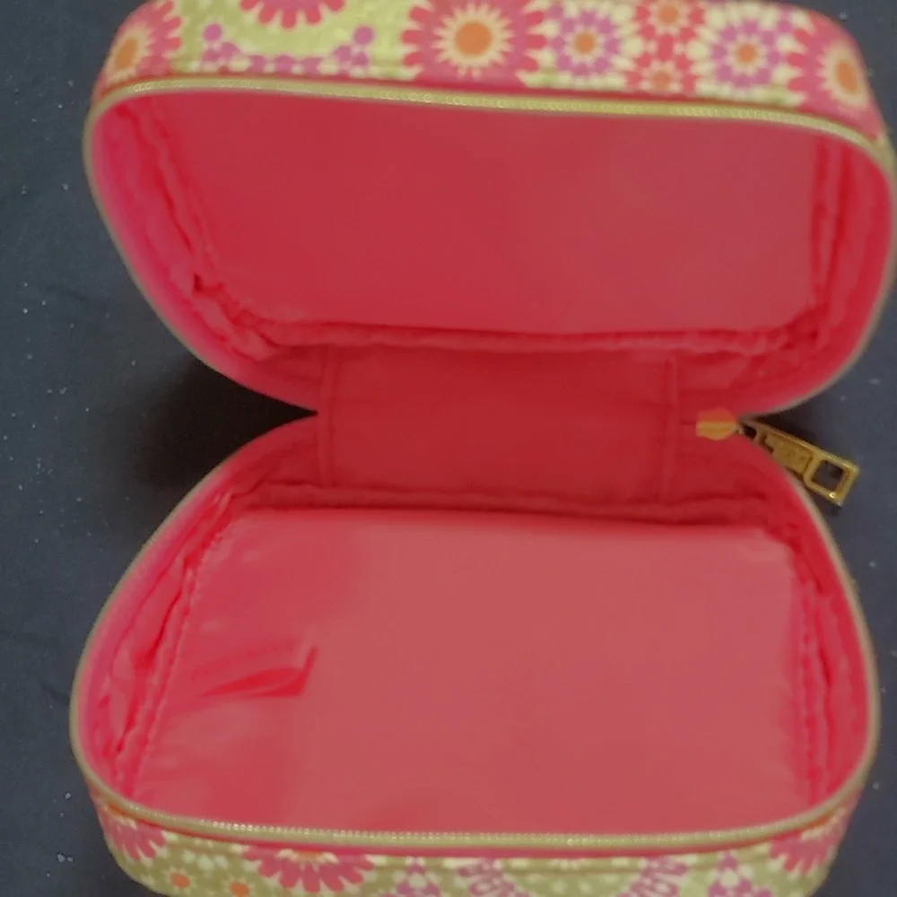 Estee Lauder Pink Gold Geometric Cosmetic Bag Makeup‎ Pouch Zip Case
